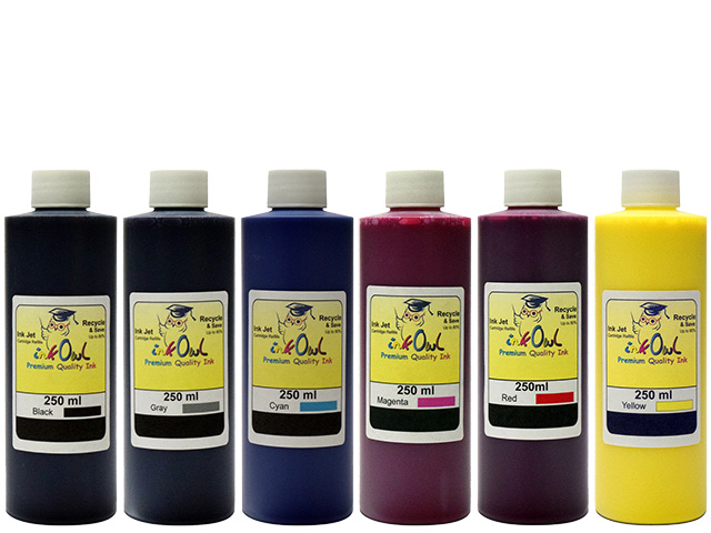 6x250ml PREMIUM PIGMENTED Ink (Black, Cyan, Magenta, Yellow, Gray, Red) for converted EPSON XP-15000 printers