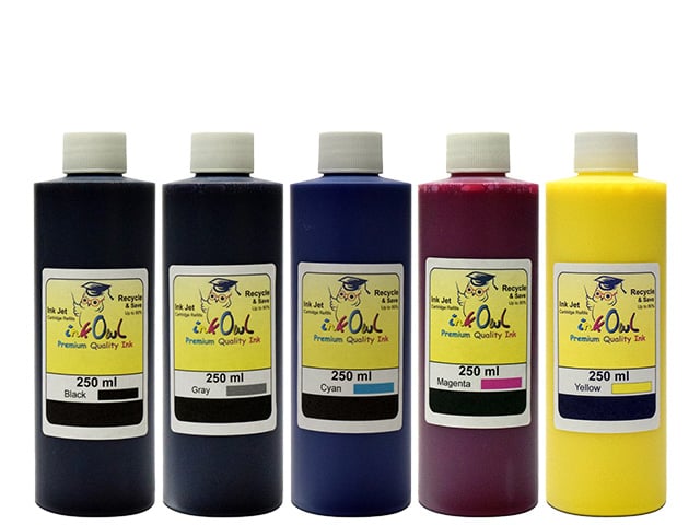 5x250ml PREMIUM PIGMENTED Ink (Black, Cyan, Magenta, Yellow, Gray) for converted EPSON ET-8500, ET-8550 printers