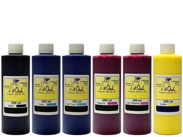 6x250ml PREMIUM PIGMENTED Ink (Black, Cyan, Magenta, Yellow, Light Cyan, Light Magenta) for converted EPSON CLARIA printers