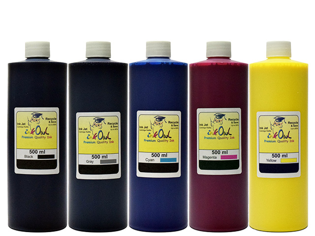 5x500ml PREMIUM PIGMENTED Ink (Black, Cyan, Magenta, Yellow, Gray) for converted EPSON ET-8500, ET-8550 printers