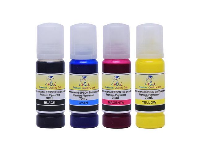 *PIGMENT CONVERSION* 4-Pack Pigment Ink Bottles to Convert EPSON EcoTank printers using 522 ink