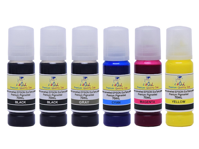 *PIGMENT CONVERSION* 6-Pack Pigment Ink Bottles to Convert EPSON EcoTank printers using 552 ink