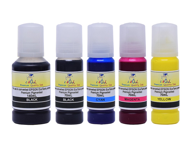 *PIGMENT CONVERSION* 5-Pack Pigment Ink Bottles to Convert EPSON EcoTank printers using 512 ink